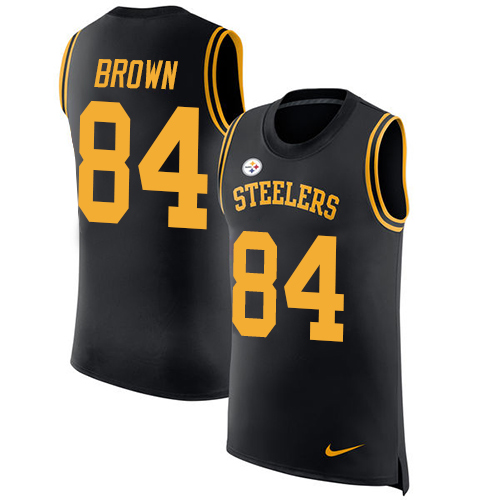 Nike Steelers #84 Antonio Brown Black Team Color Men's Stitched NFL Limited Rush Tank Top Jersey